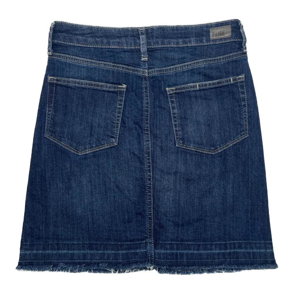 PAIGE Denim Skirt Blue Eliana Raw Edge Mini Style Sz 25 Normcore Classic Stretch